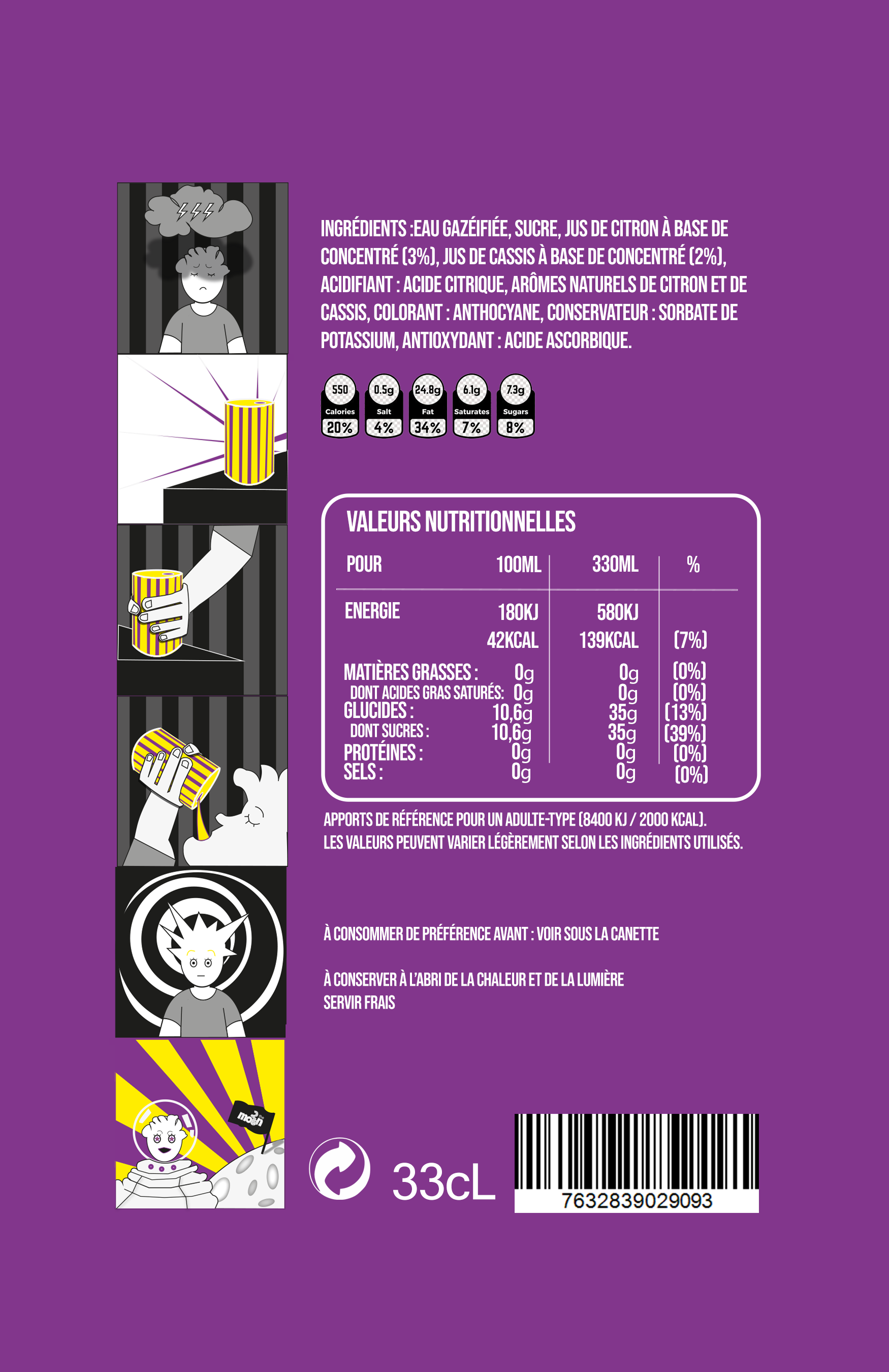 Packaging du dos de la canette